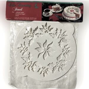 💥NEW Cake Decorating Stencil Round 8” Christmas Holiday Poinsettia Bakeware